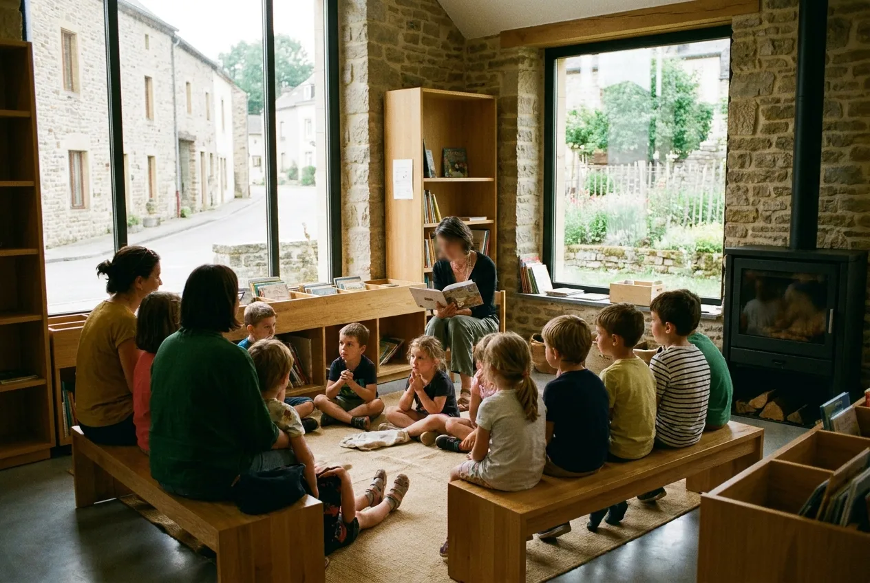 Vorlesestunde in der Biblio'Nef in Virton