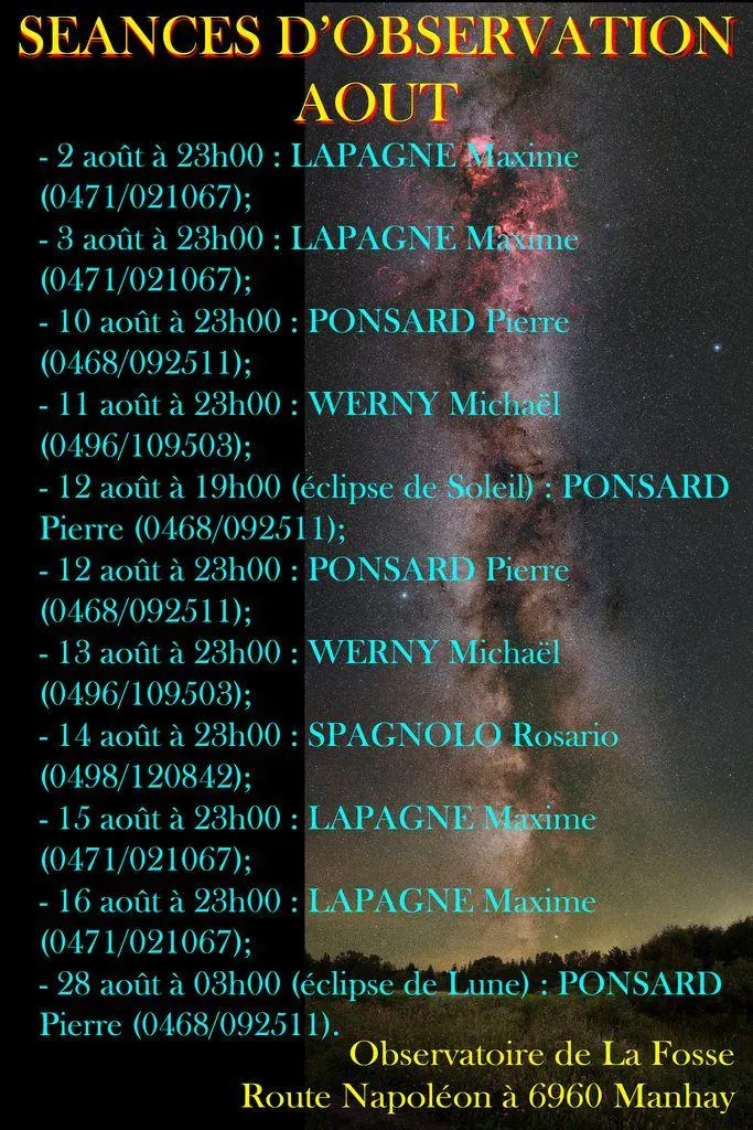 Stargazing Evenings at La Fossedu Observatory
